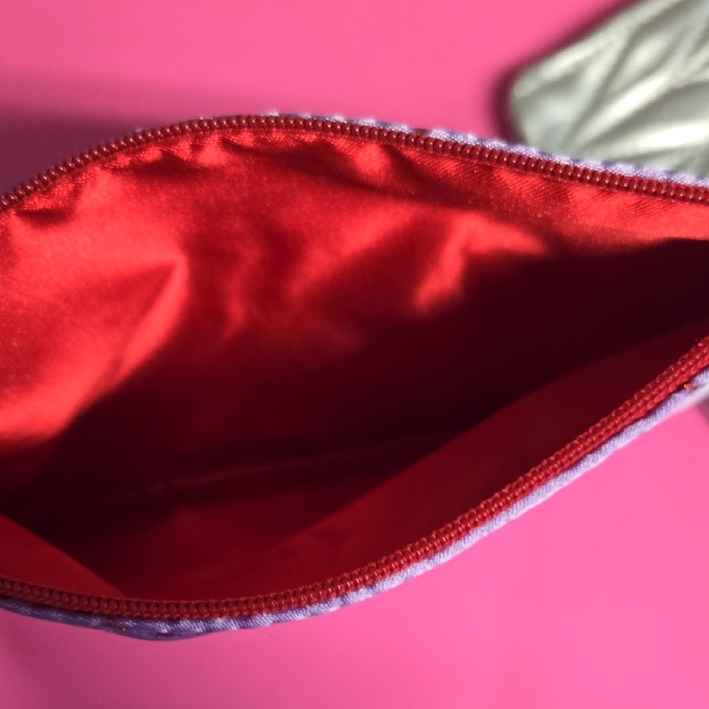 Ipsy Quilted Silver And Bow-Patterned Purple And … - image 2